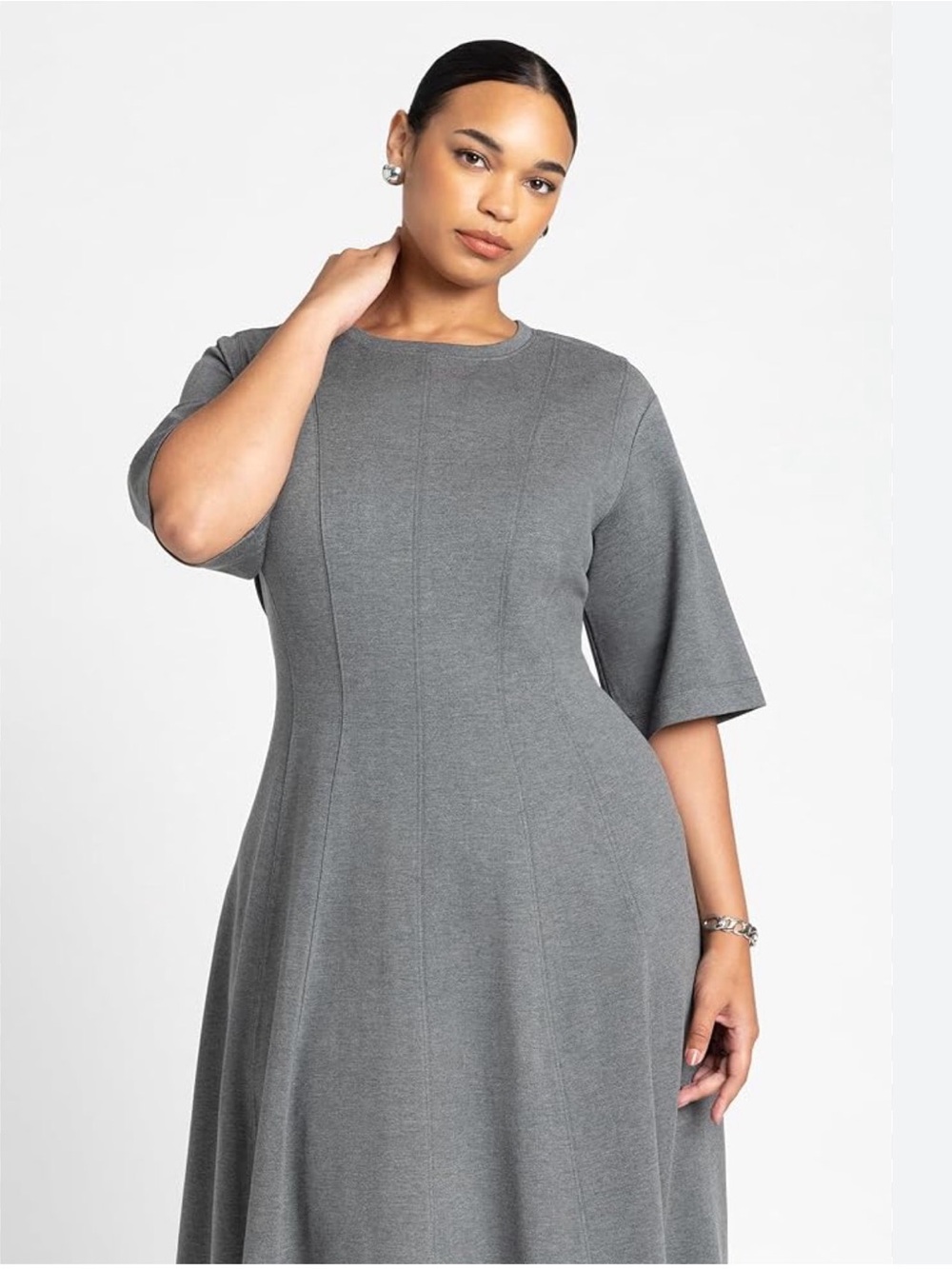 NWOT Eloquii Ponte Women’s Grey A-Line Knit Dress